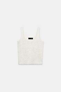 METALLIC THREAD SEQUIN KNIT TOP