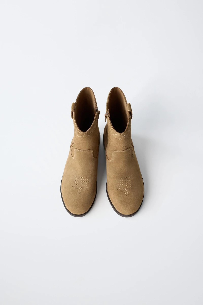 LEATHER COWBOY ANKLE BOOTS