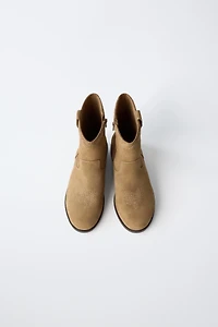 LEATHER COWBOY ANKLE BOOTS