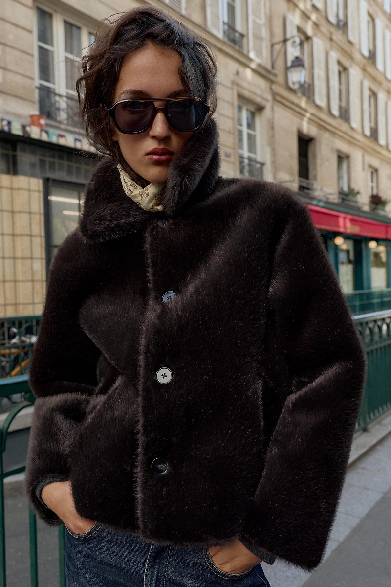 REVERSIBLE DOUBLE FACED FAUX LEATHER JACKET