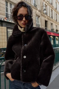 REVERSIBLE DOUBLE FACED FAUX LEATHER JACKET