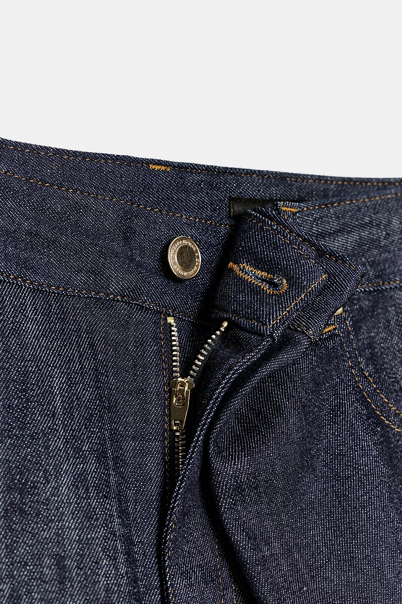 ZW COLLECTION RELAXED PLEATED MID-RISE JEANS