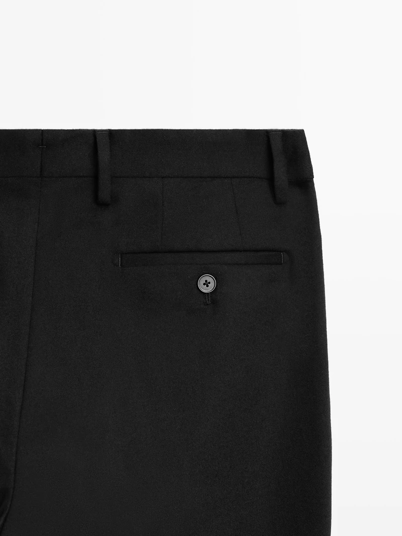 Wool blend flannel trousers with darts