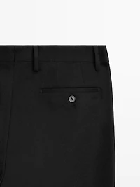 Wool blend flannel trousers with darts