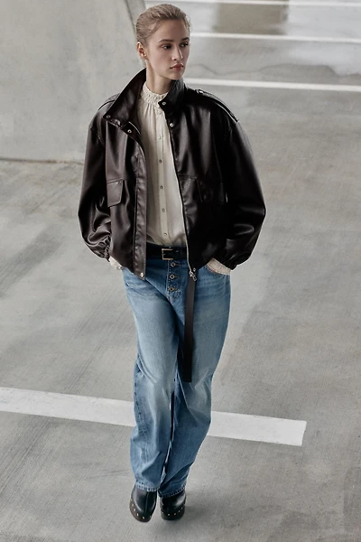 FAUX LEATHER BOMBER JACKET