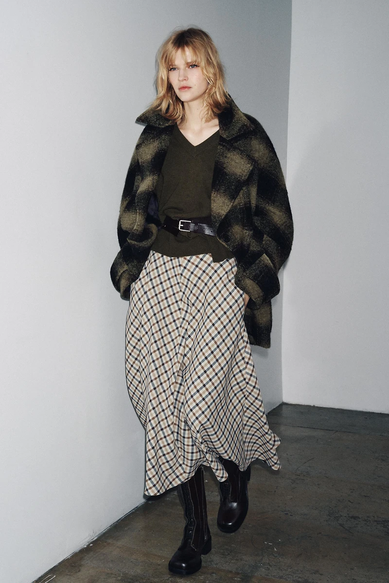 PLAID WOOL BLEND COAT ZW COLLECTION LIMITED EDITION