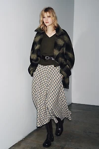 PLAID WOOL BLEND COAT ZW COLLECTION LIMITED EDITION
