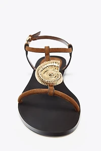 FLAT SANDALS WITH METALLIC TRIM
