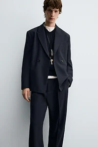 STRIPED DOUBLE BREASTED SUIT BLAZER