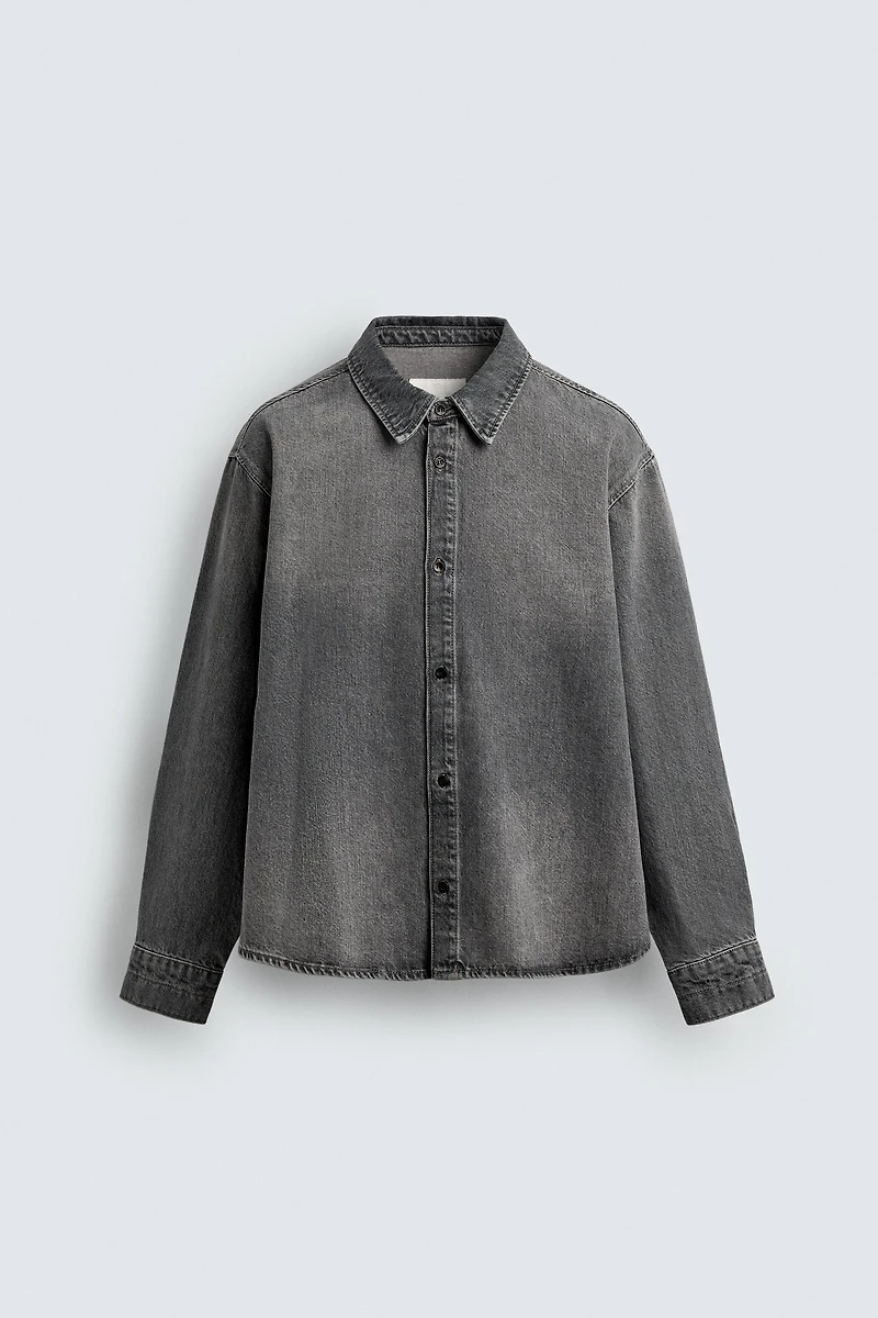 WASHED RELAXED FIT DENIM SHIRT