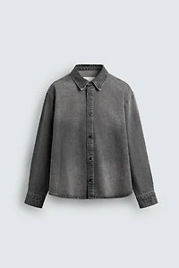 WASHED RELAXED FIT DENIM SHIRT