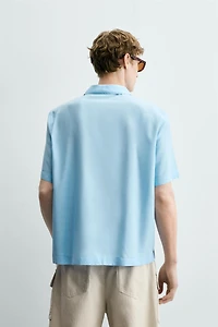 CHEMISE POLO FLUIDE EN VISCOSE MÉLANGÉE