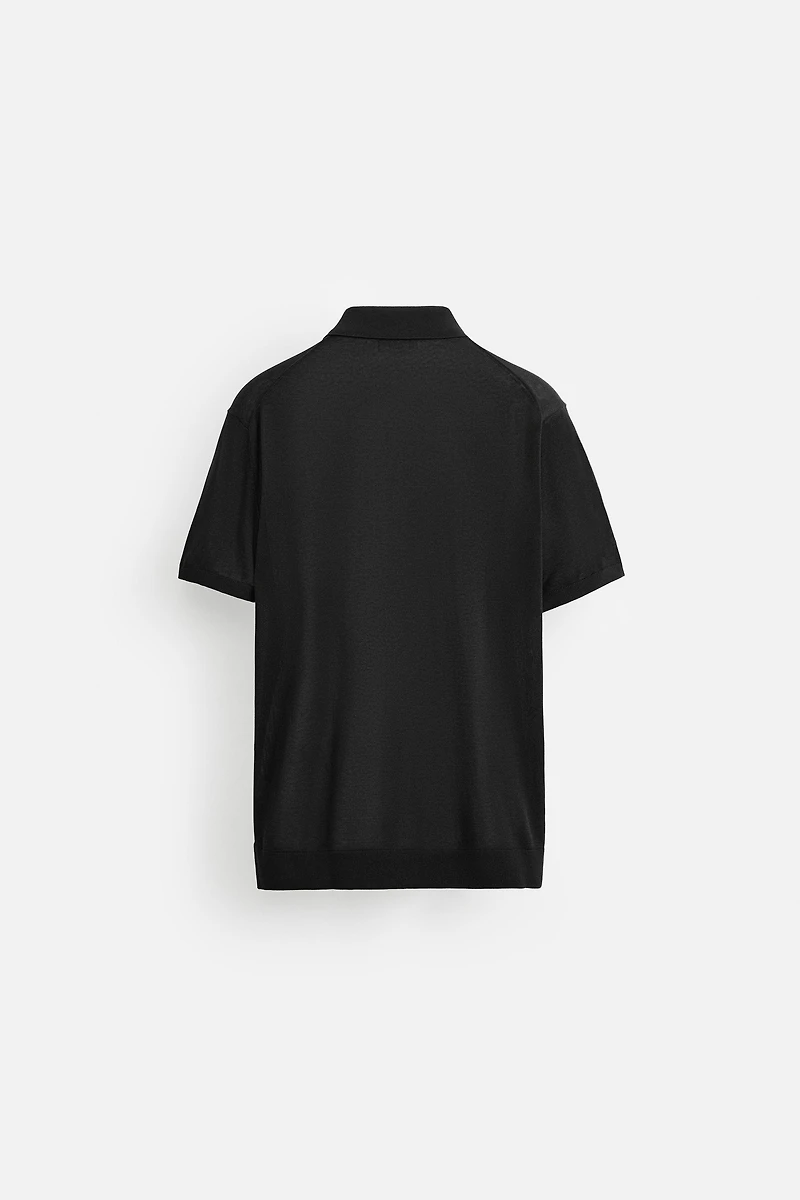 COTTON - SILK BLEND KNIT POLO