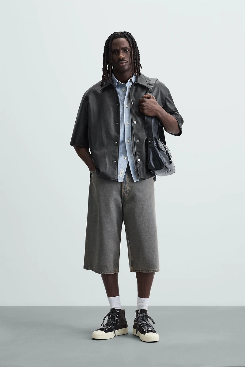 FAUX LEATHER OVERSHIRT