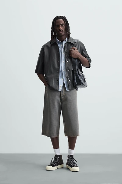 FAUX LEATHER OVERSHIRT