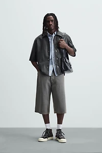 FAUX LEATHER OVERSHIRT