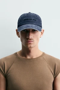 WASHED EMBROIDERED TEXT CAP