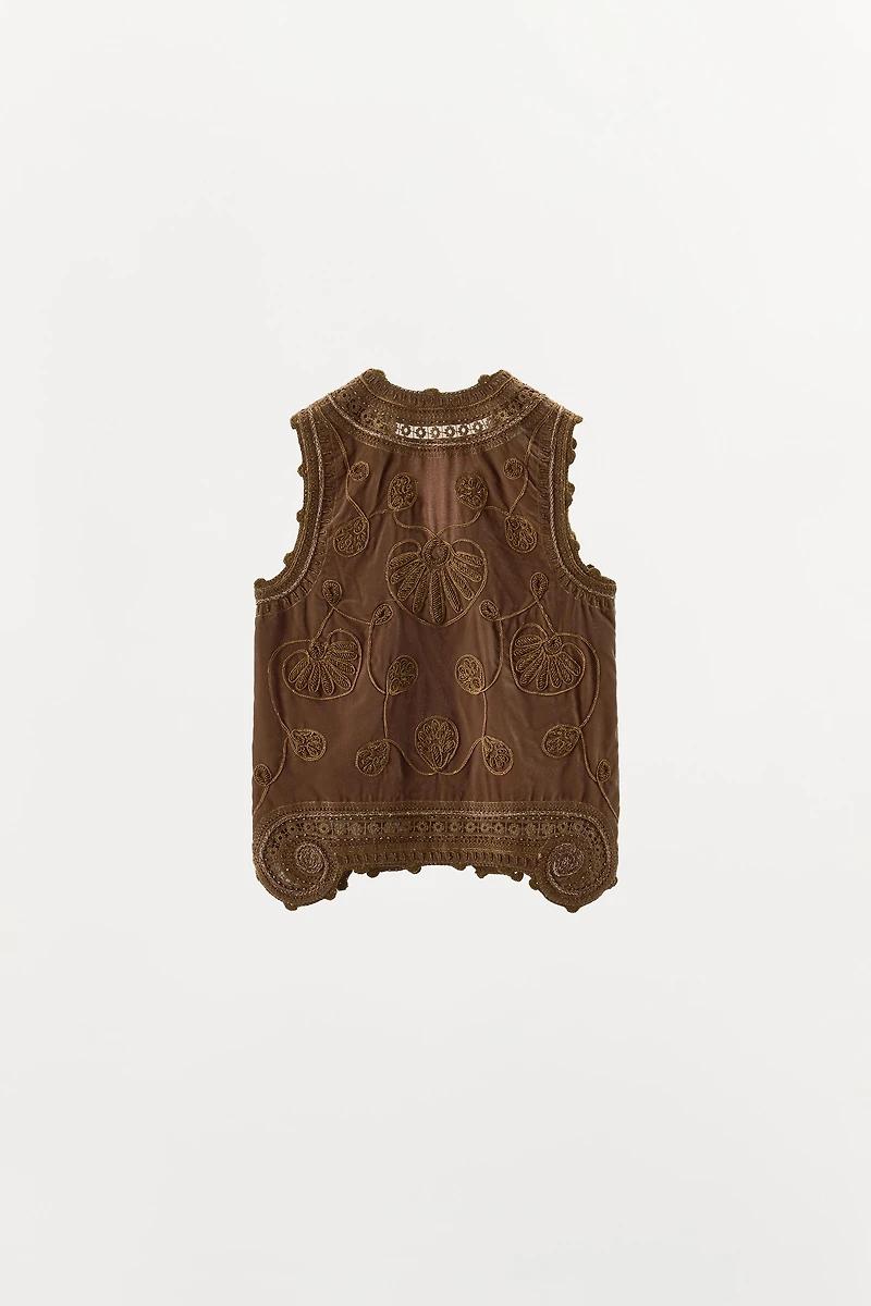 LIMITED EDITION VELVET EMBROIDERED BEADED VEST