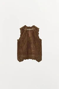LIMITED EDITION VELVET EMBROIDERED BEADED VEST