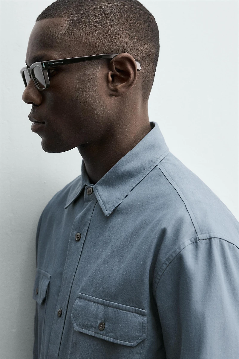 CHEMISE DÉLAVÉE RELAXED FIT À POCHES