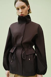 HIGH COLLAR JACKET WITH ADJUSTABLE WAIST