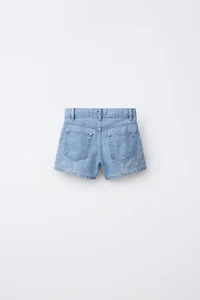 EMBROIDERED DENIM SHORTS