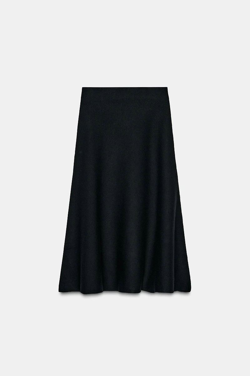KNIT FLARED MIDI SKIRT