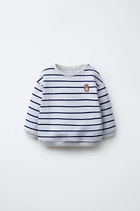 STRIPED SWEATSHIRT WITH EMBROIDERED BEAR