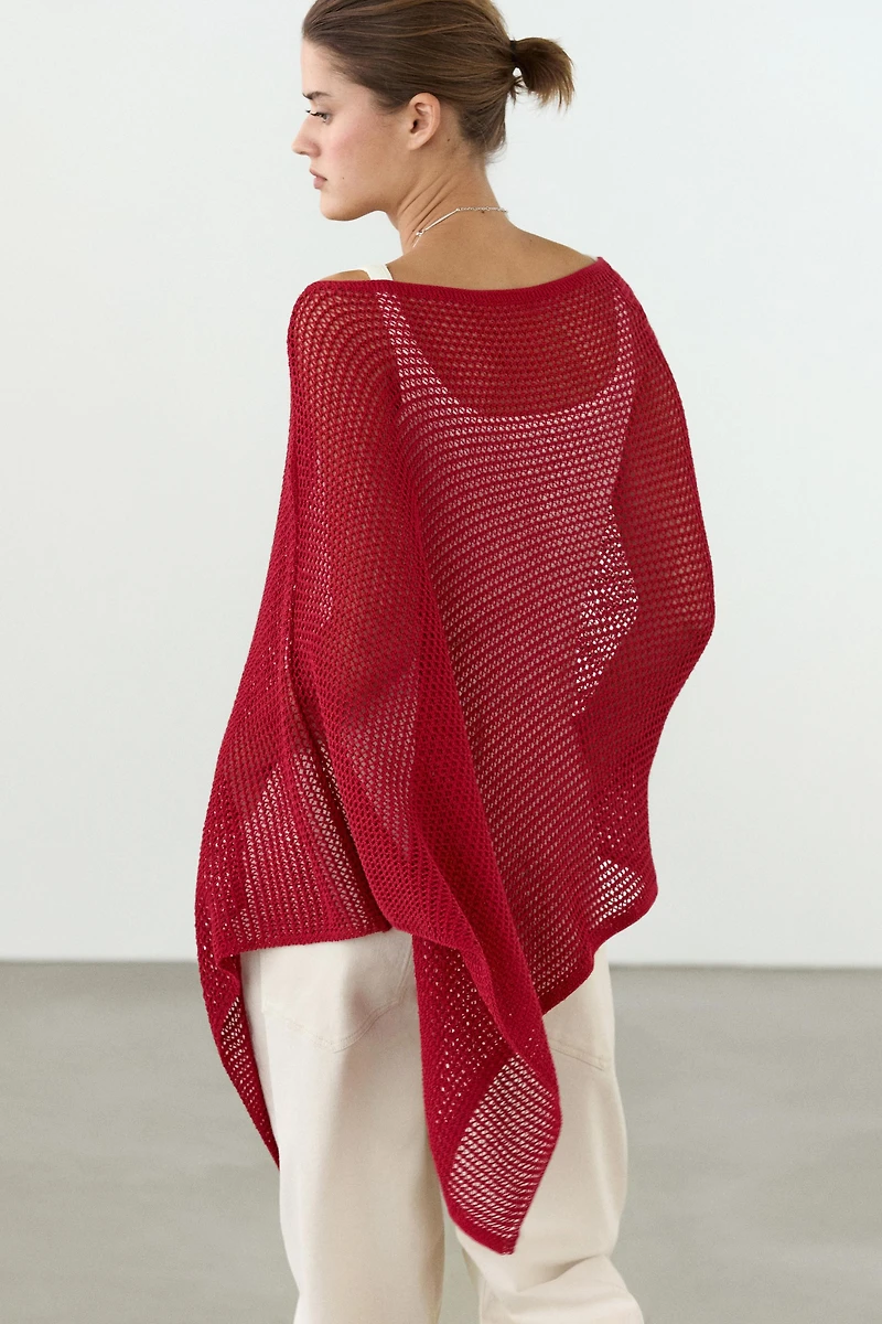 Asymmetric cotton blend cape