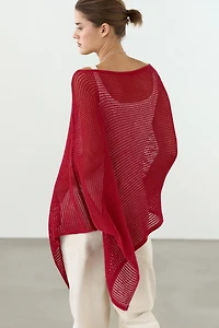 Asymmetric cotton blend cape