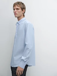 Regular fit striped poplin shirt