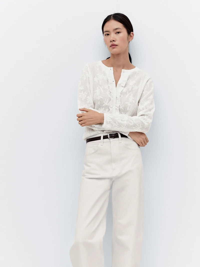 Long sleeve openwork cardigan