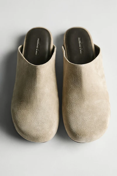 Split suede clogs