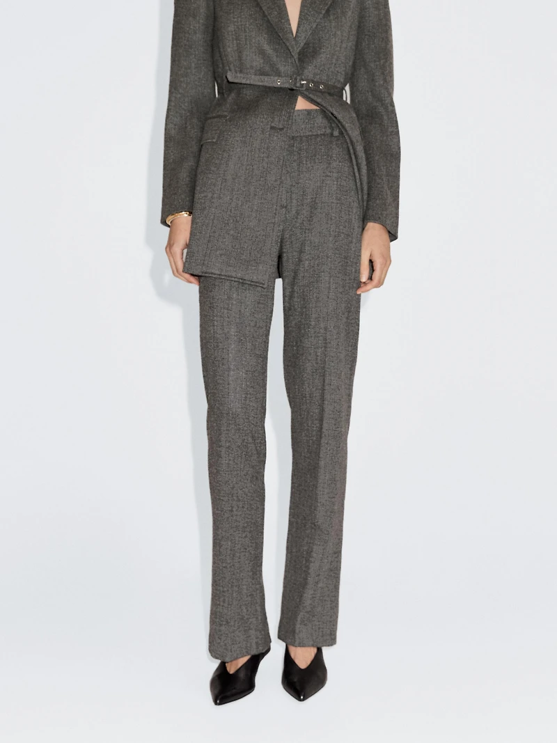Flecked wool blend suit trousers