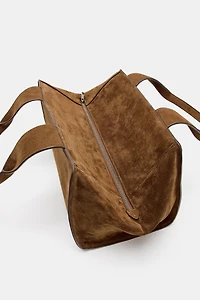 DOUBLE HANDLE SPLIT LEATHER BAG