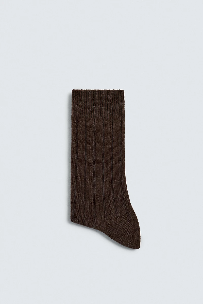 RIB KNIT SOCKS WITH WOOL ORIGINS