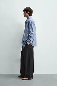 RELAXED FIT TEXTURED PLAID SHIRT
