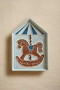 CHILDREN'S CHRISTMAS CAROUSEL HORSE STONEWARE PLATE