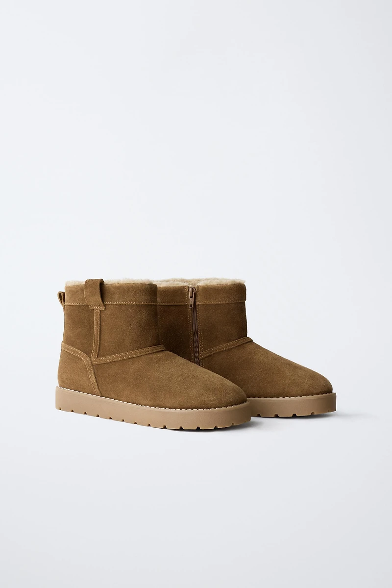 SHEARLING LEATHER ANKLE BOOTS