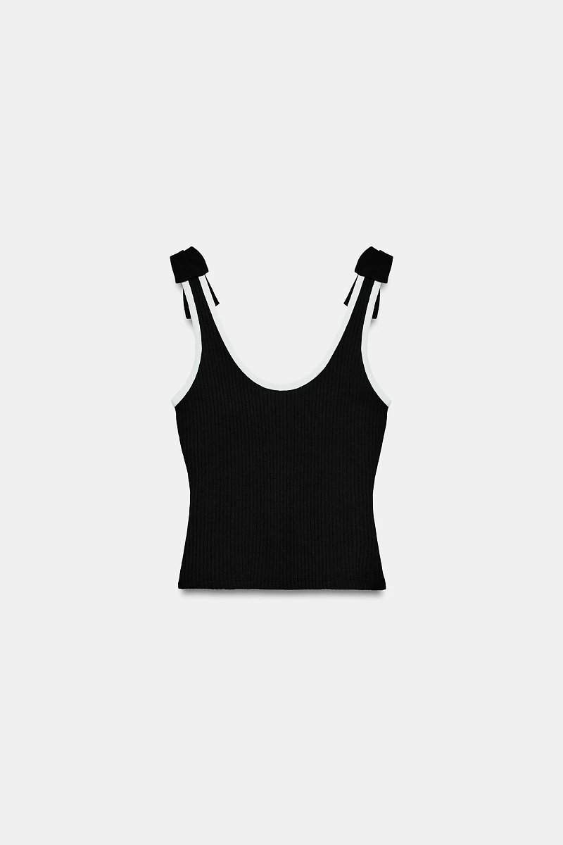 RIBBED TIE TOP