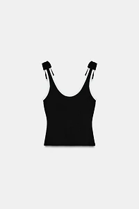 RIBBED TIE TOP
