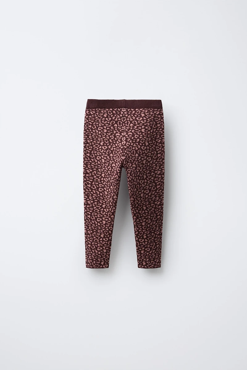 KNIT ANIMAL PRINT LEGGINGS