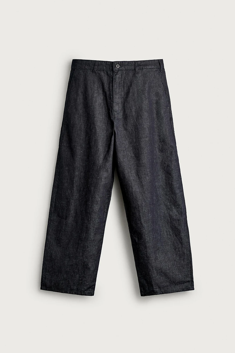 LIGHTWEIGHT COTTON-LINEN DENIM CHINO PANTS