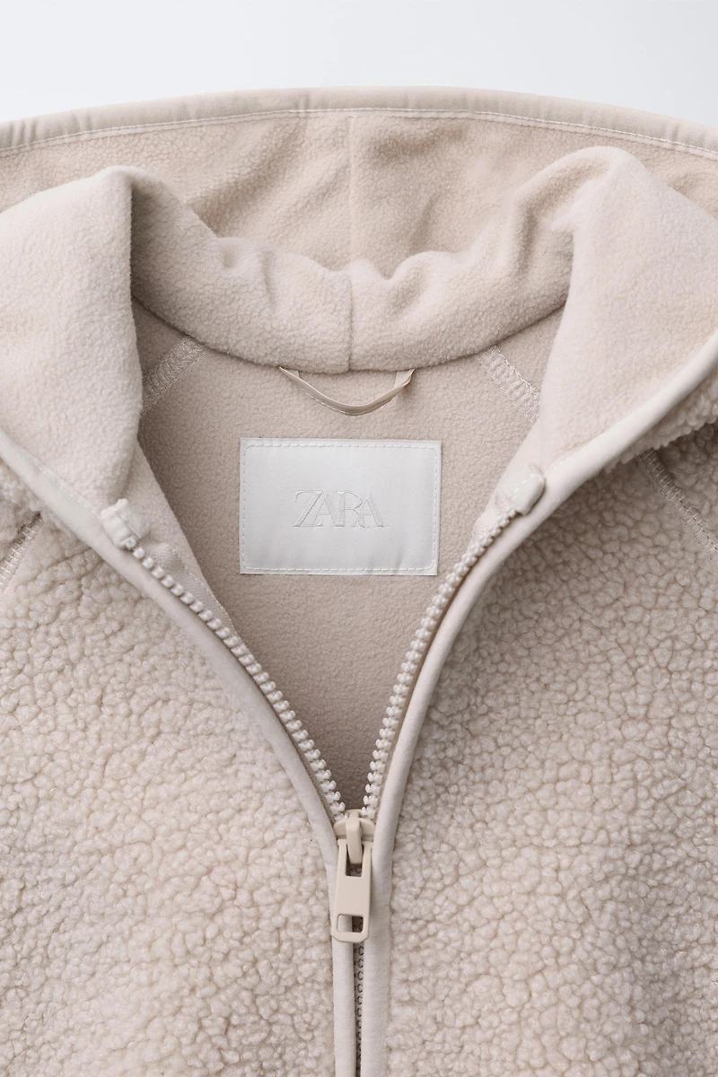 HOODED FAUX SHEARLING JACKET