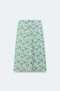 LIMITED EDITION FLORAL LINEN BLEND MIDI SKIRT