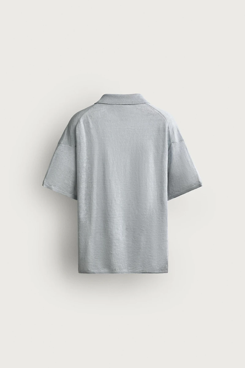 POLO EN MAILLE COUPE DÉCONTRACTÉE 100 % LIN