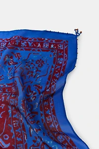 BEADED VISCOSE SILK PRINTED SCARF