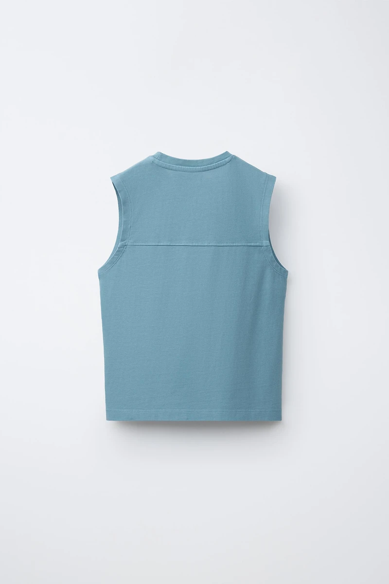 PLAIN SLEEVELESS T-SHIRT