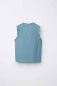 PLAIN SLEEVELESS T-SHIRT