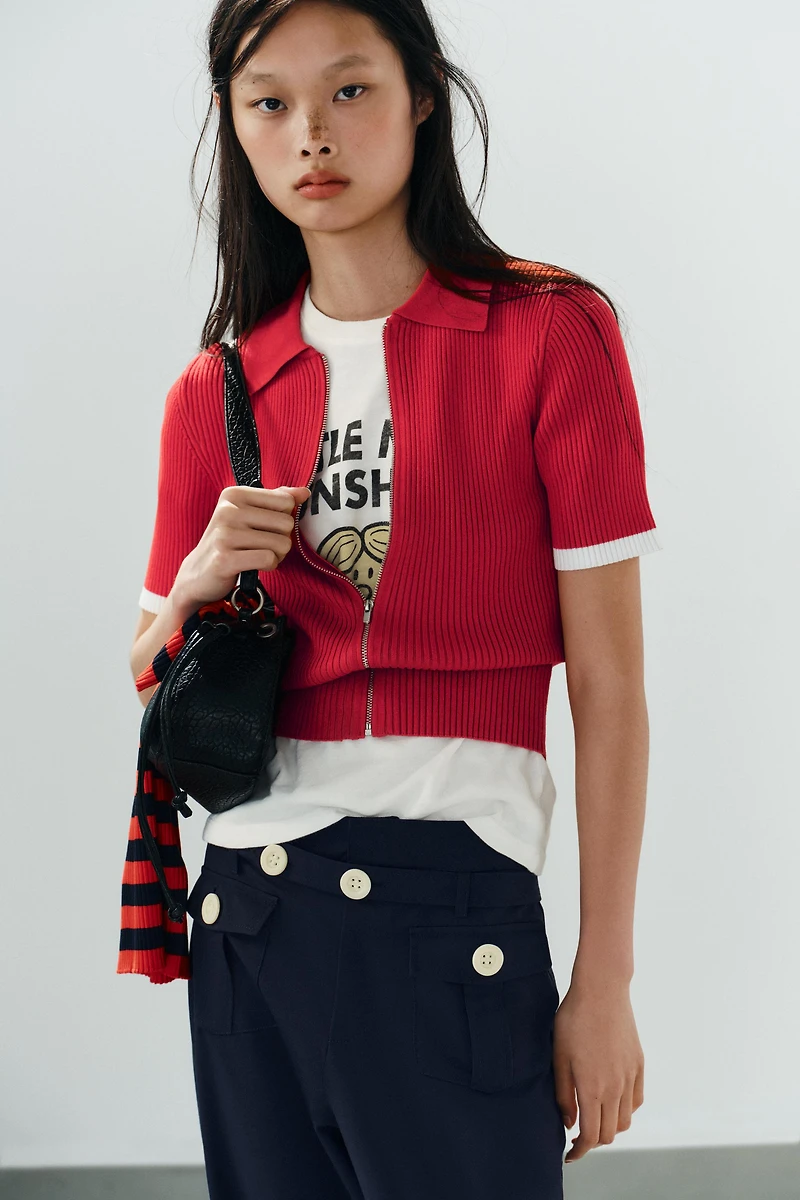 RIB KNIT POLO SHIRT